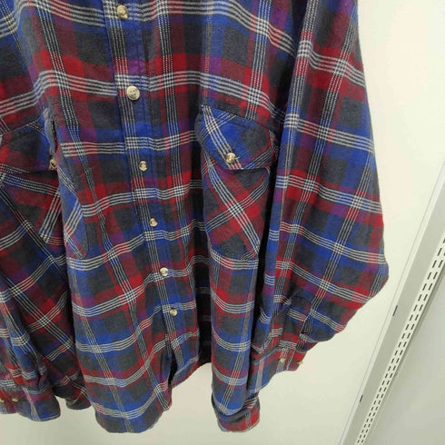 GRAND BANKS 90-00S BIG SISE ビックサイズ 裏地ワッフル サーマル ダブルフェイス L/S マドラスチェック ボックス ネルシャツ メンズ 2XL