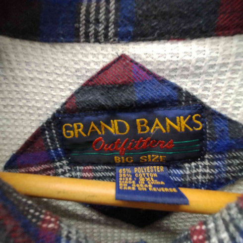 GRAND BANKS 90-00S BIG SISE ビックサイズ 裏地ワッフル サーマル ダブルフェイス L/S マドラスチェック ボックス ネルシャツ メンズ 2XL