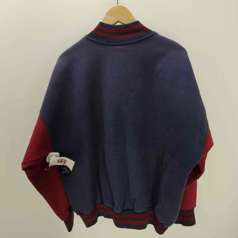 MT.SPOKANE KNITTING MILLS 90S USA製 ロゴ刺繍 スウェット 生地 バイカラー バーシティー ジャケット スタジャン ブルゾン メンズ import:L
