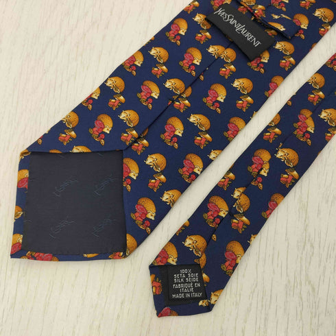 イヴサンローラン Yves Saint Laurent 総柄 シルクネクタイ メンズ