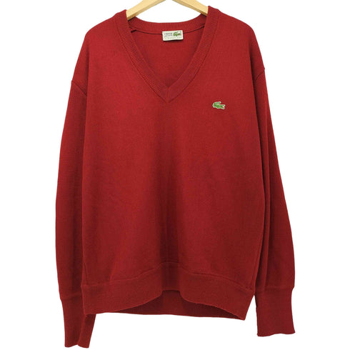 ラコステ LACOSTE 70-80s ワニロゴ刺繍 アクリル ロングスリーブ Vネックニット メンズ JPN:3