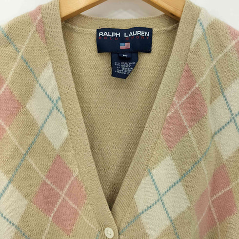 ポロスポーツラルフローレン POLO SPORT RALPH LAUREN 90s カシミヤ混 アーガイル柄 ノースリーブ ニットベスト レディース M