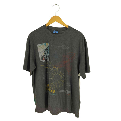 NEWJNXS フロントプリント クルーネック Tシャツ メンズ XL