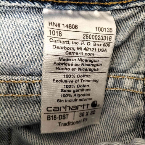 カーハート Carhartt Traditional Fit ワークデニム メンズ 36x32