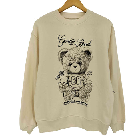 ザラ ZARA BEAR PRINT SWEATSHIRT クマ柄スウェットシャツ エクリュ レディース 13-14