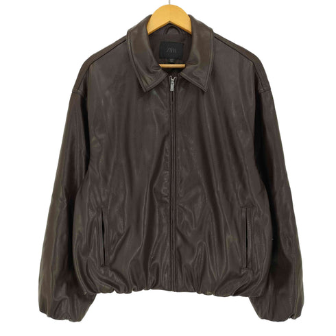 ザラ ZARA FAUX LEATHER BOMBER JACKET フェイクレザー ボンバージャケット レディース import:M