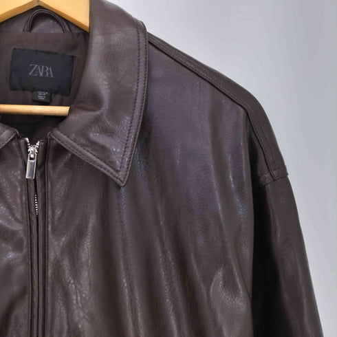 ザラ ZARA FAUX LEATHER BOMBER JACKET フェイクレザー ボンバージャケット レディース import:M