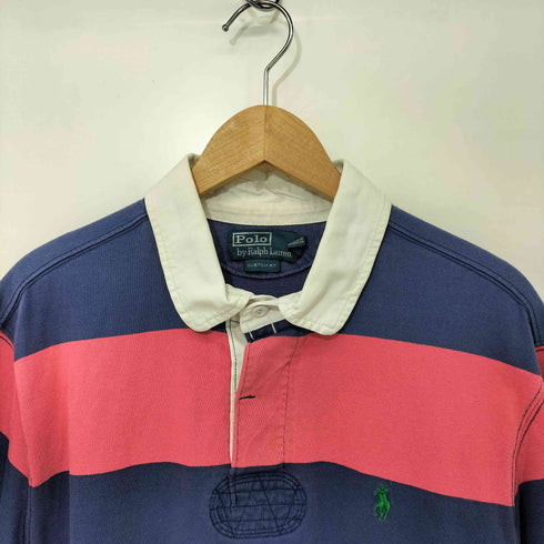 ポロバイラルフローレン Polo by RALPH LAUREN 90s ポニー刺繍 ボーダー S/S ラガーシャツ メンズ import:XL