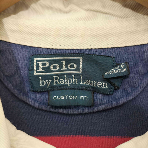 ポロバイラルフローレン Polo by RALPH LAUREN 90s ポニー刺繍 ボーダー S/S ラガーシャツ メンズ import:XL