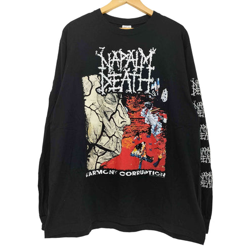 Harmony Corruption グラインドコア バンド アートワーク 両面プリント 袖プリント L/S Tシャツ メンズ import:XL