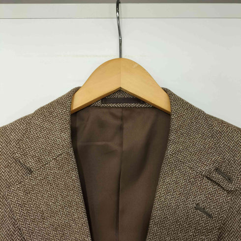 CLOTHING バスケットボタン ヘリンボーン 2B テーラードジャケット メンズ 胸囲92 胴囲80 身長170