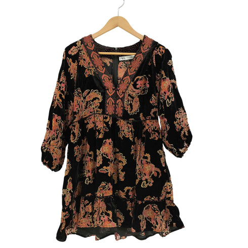 ザラ ZARA ベロア ペイズリー チュニック レディース import:M