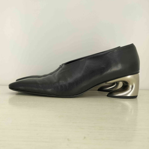 ジルサンダー JIL SANDER PUMP PAPERED CALF スクエアトゥ レザー メタルヒールパンプス レディース EUR:37