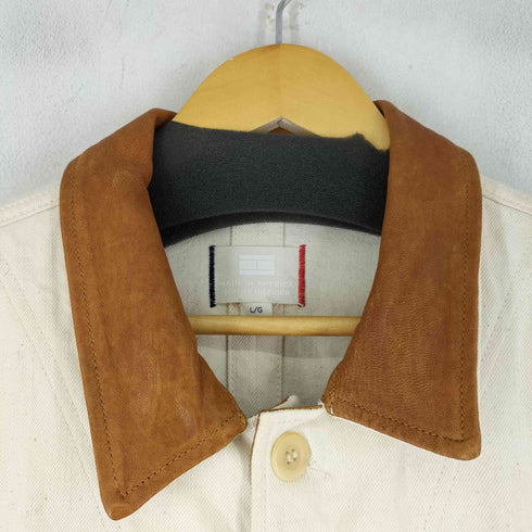 トミーヒルフィガー TOMMY HILFIGER USA製 襟レザー カバーオール メンズ import:L