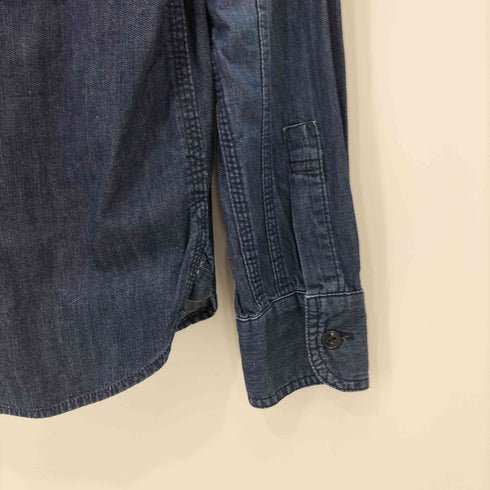 カバンドズッカ CABANE de ZUCCa 00s Y2K 後染め 猫目ボタン マチ付 チンストラップ デニム ワークシャツ メンズ JPN:M