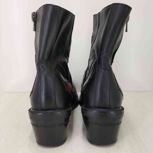 TERRAINCOGNITA Ankle boots Square-toe Black and Red-Flame-pattern メンズ 42