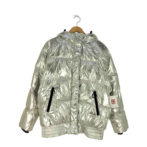 ギャップ Gap メタリック フーディ ダウンジャケット レディース import:M