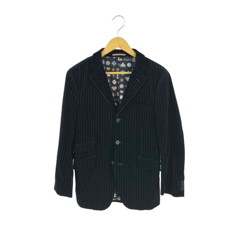 バーバリーブラックレーベル BURBERRY BLACK LABEL ストライプベロア3Bテーラードジャケット メンズ import:M