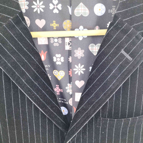 バーバリーブラックレーベル BURBERRY BLACK LABEL ストライプベロア3Bテーラードジャケット メンズ import:M