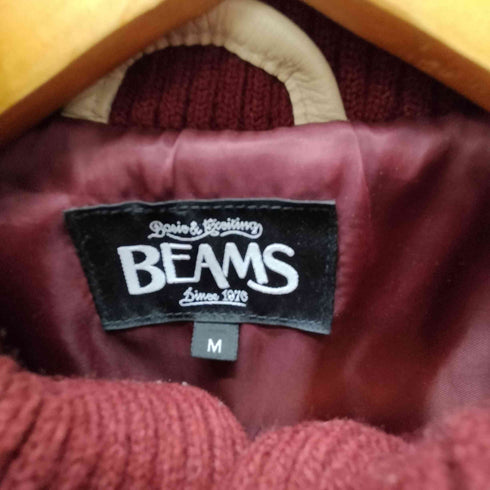 ビームス BEAMS 牛革 カウレザー 本革 切り替え ウール バーシティー ジャケット スタジャン メンズ JPN:M