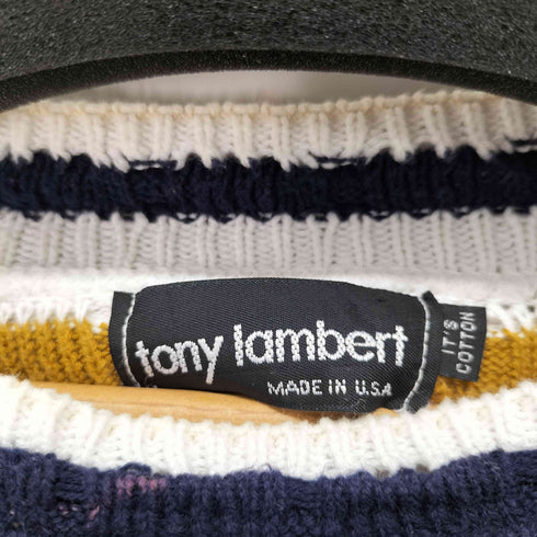 TONY LAMBERT USA製 ボーダーコットンニット メンズ import:L