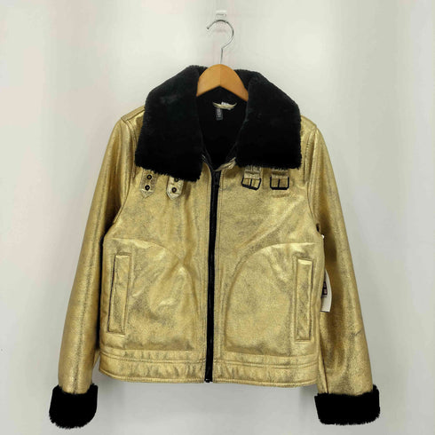 エイチアンドエム H&M ゴールド メタリック ボアジャケット レディース US:10