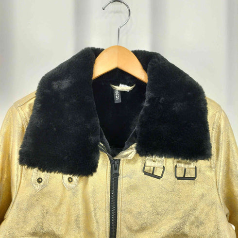 エイチアンドエム H&M ゴールド メタリック ボアジャケット レディース US:10