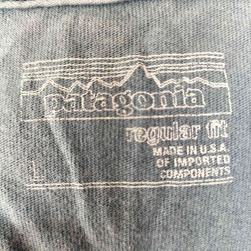 パタゴニア patagonia USA製 プリントロゴ クルーネックTシャツ メンズ L