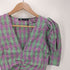 ザラ ZARA CHECK PRINT DRESS パフスリーブ Vネック ロングワンピース ドレス レディース import:XS