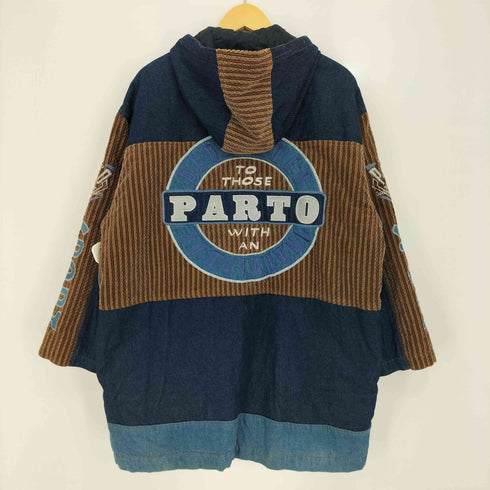 PARTO JEANS デニム×太畝コーデュロイ切替刺繍フーデットジャケット メンズ FREE