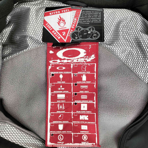 オークリー OAKLEY 90-00S NITRO FUEL 2 ロゴプリント マルチ ジップ ギミック サムホール 裏地アルミメッシュ スキー テック ジャケット メンズ import:M