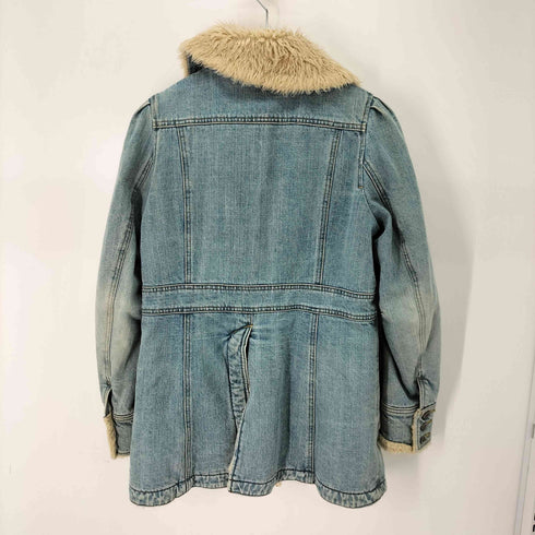 ヒステリックグラマー HYSTERIC GLAMOUR 00S ロゴ刻印ボタン バックスリット ミドル丈 ボア デニム ジャケット Y2K レディース
