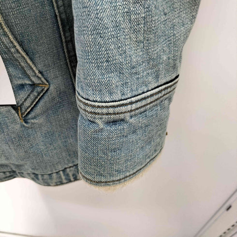 ヒステリックグラマー HYSTERIC GLAMOUR 00S ロゴ刻印ボタン バックスリット ミドル丈 ボア デニム ジャケット Y2K レディース