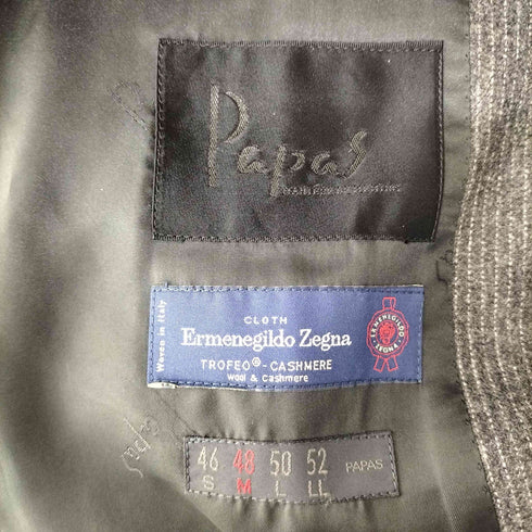 パパス papas カシミヤ混 3B テーラードジャケット パンツ セットアップ メンズ 48