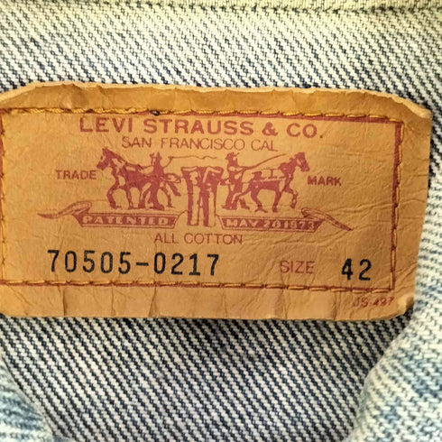 リーバイス Levis 90S マカオ製 70505-0217 H07刻印 4th デニムジャケット メンズ US:42