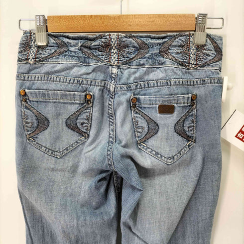 Y2K ウエスト刺繍 フレア ブーツカット デニムパンツ レディース 3