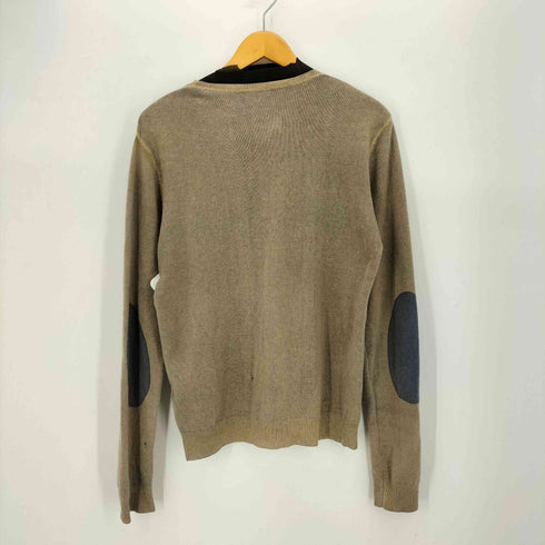 カシミヤ 100% エルボーパッチ 染色 クルーネック ニット メンズ