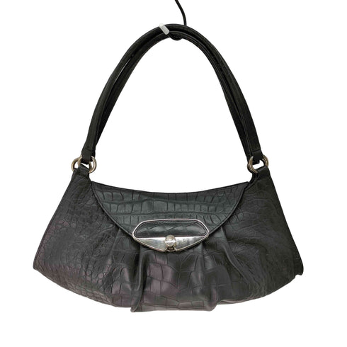 フルラ FURLA イタリア製 Genuine Leather 本革 クロコ型押し レザー ハンドバッグ レディース