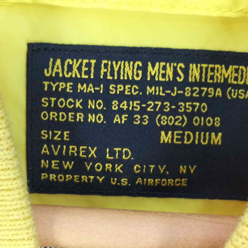 アヴィレックス AVIREX TACTICAL AIR COMMAND 刺繍 パッチ フライトジャケット メンズ import:M