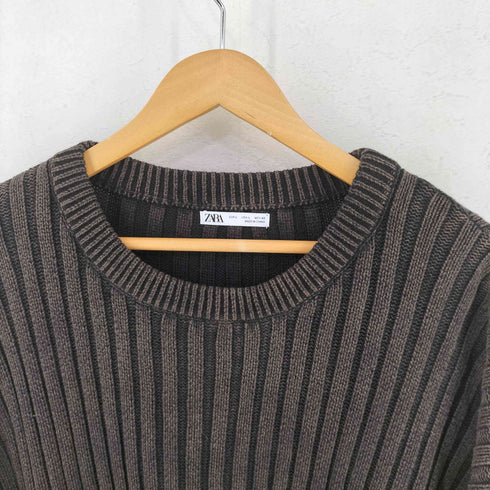ザラ ZARA リブ編み コットン ニット メンズ import:L