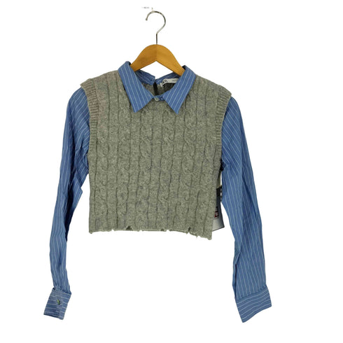 ザラ ZARA コントラストケーブルニットセーター レディース import:M