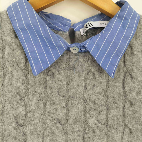 ザラ ZARA コントラストケーブルニットセーター レディース import:M