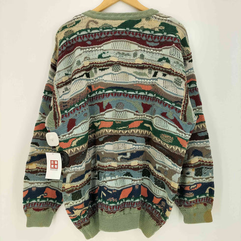 クージー COOGI 90s マルチボーダー 3D ニット カーディガン メンズ import:L