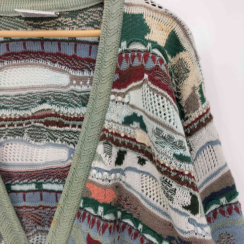クージー COOGI 90s マルチボーダー 3D ニット カーディガン メンズ import:L