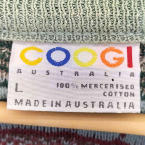 クージー COOGI 90s マルチボーダー 3D ニット カーディガン メンズ import:L