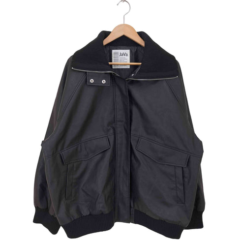 ジャバ JaVa レイヤード衿比翼デザインヴィンテージ調レザージャケット レディース JPN:XL