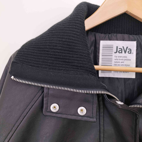 ジャバ JaVa レイヤード衿比翼デザインヴィンテージ調レザージャケット レディース JPN:XL