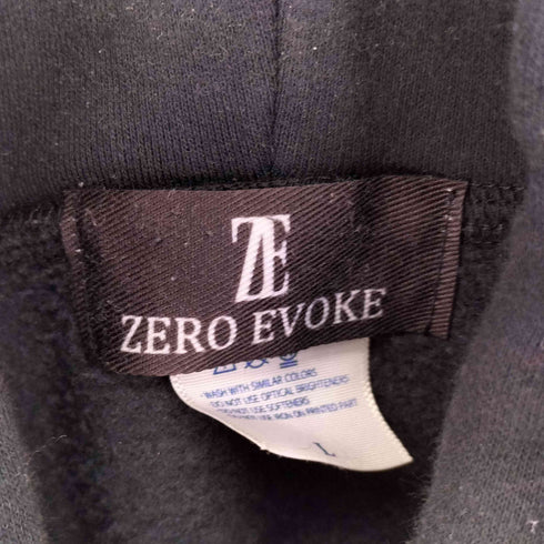 ZERO EVOKE スカル 両面プリント ジップアップパーカー メンズ JPN:L