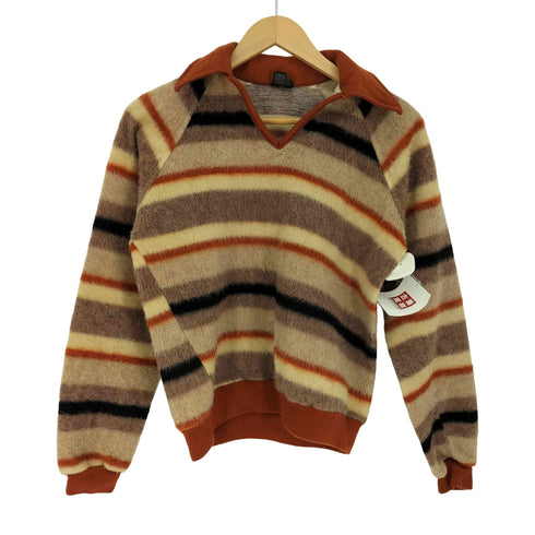 ジェーシーペニー JC Penney 70s ボーダー ラグラン シャギー スキッパー ニットシャツ レディース import:S