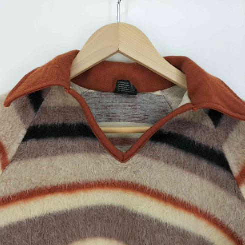 ジェーシーペニー JC Penney 70s ボーダー ラグラン シャギー スキッパー ニットシャツ レディース import:S